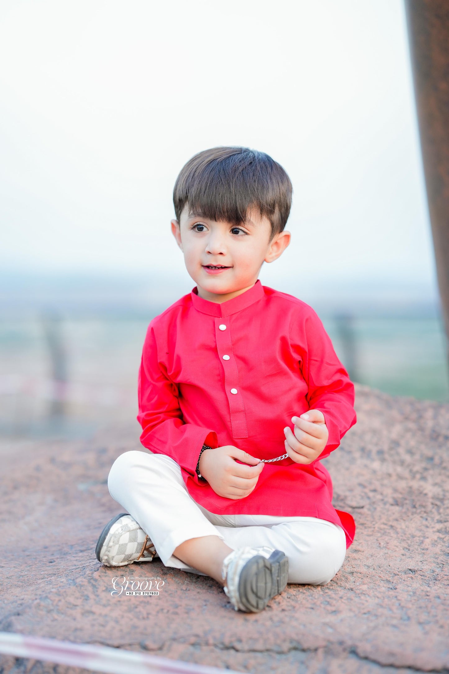 Red kurta with white pajama