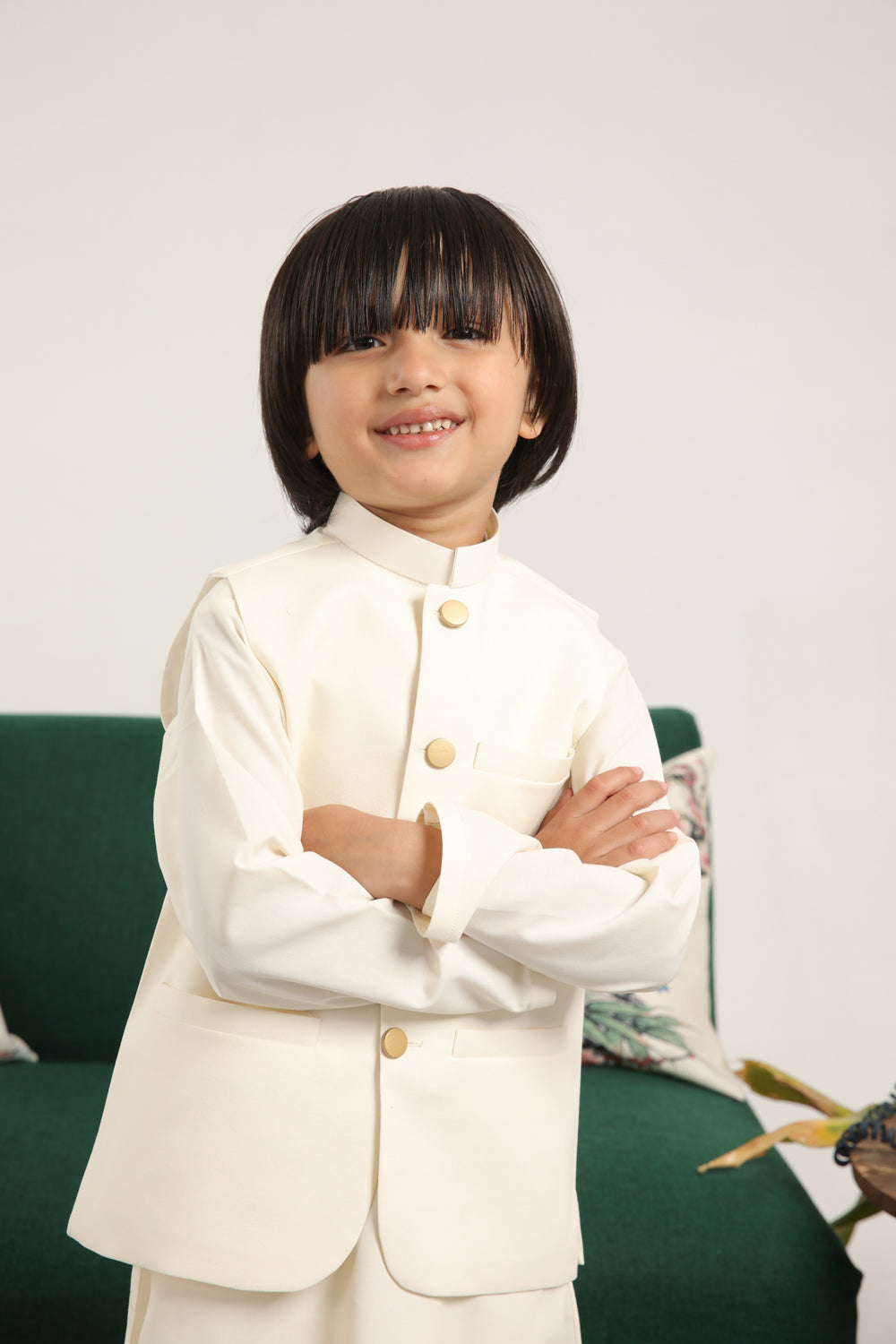 White Kurta Trouser with Blended Waistcoat