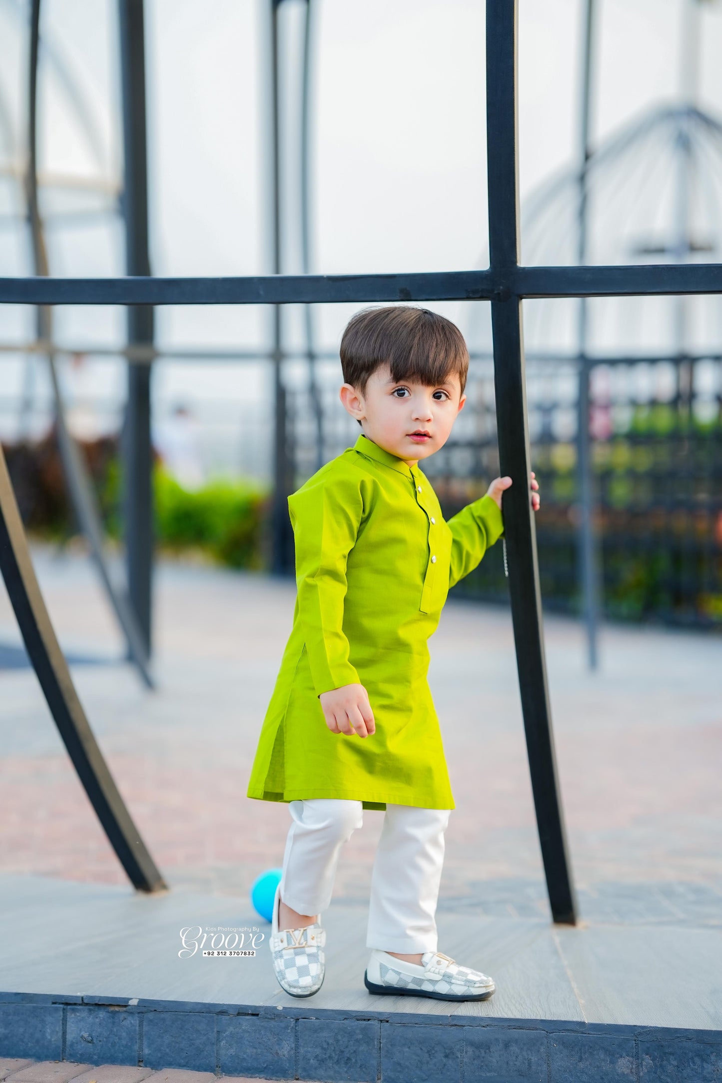 Green kurta with white pajama
