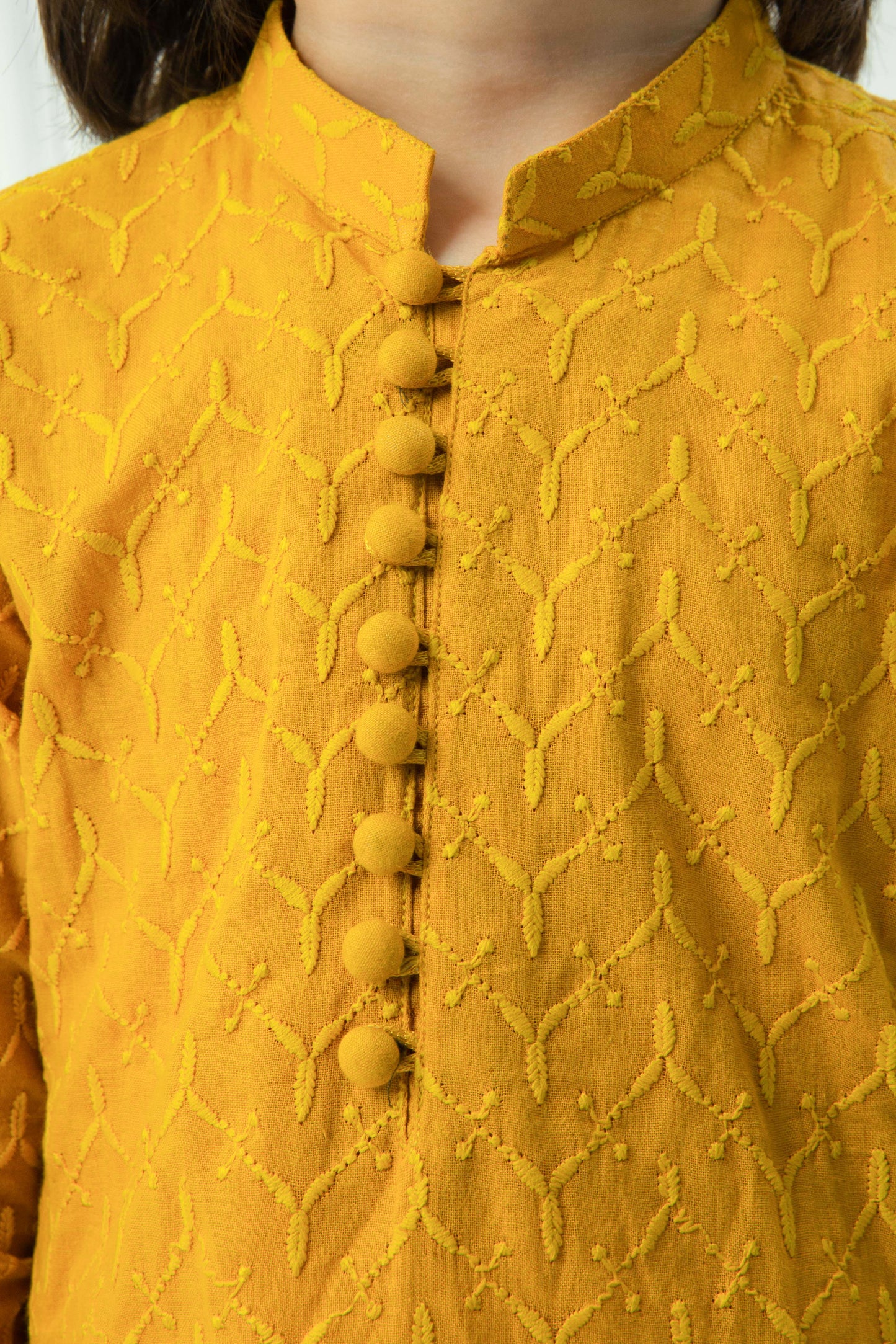 Yellow kurta with white pajama