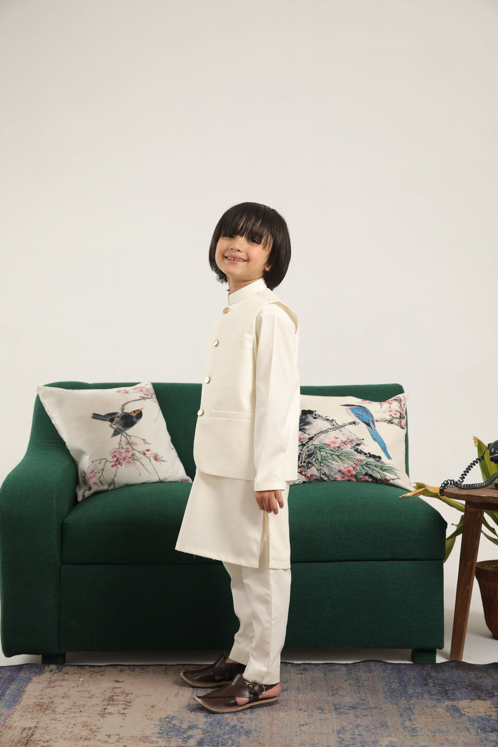 White Kurta Trouser with Blended Waistcoat