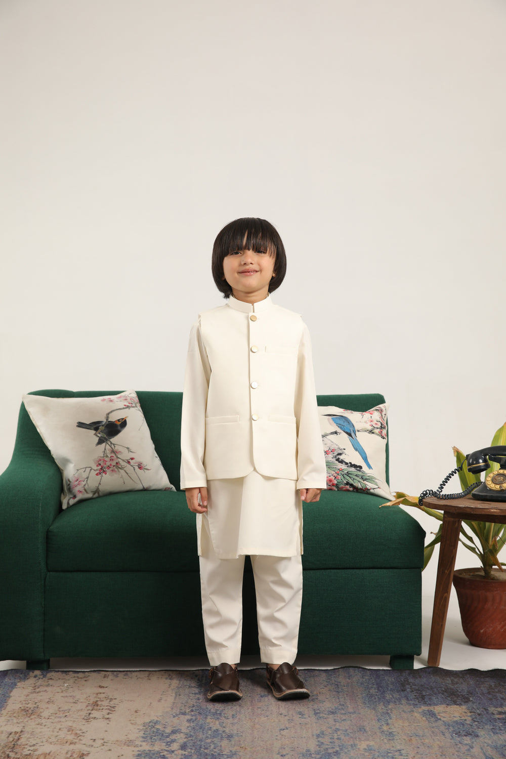 White Kurta Trouser with Blended Waistcoat