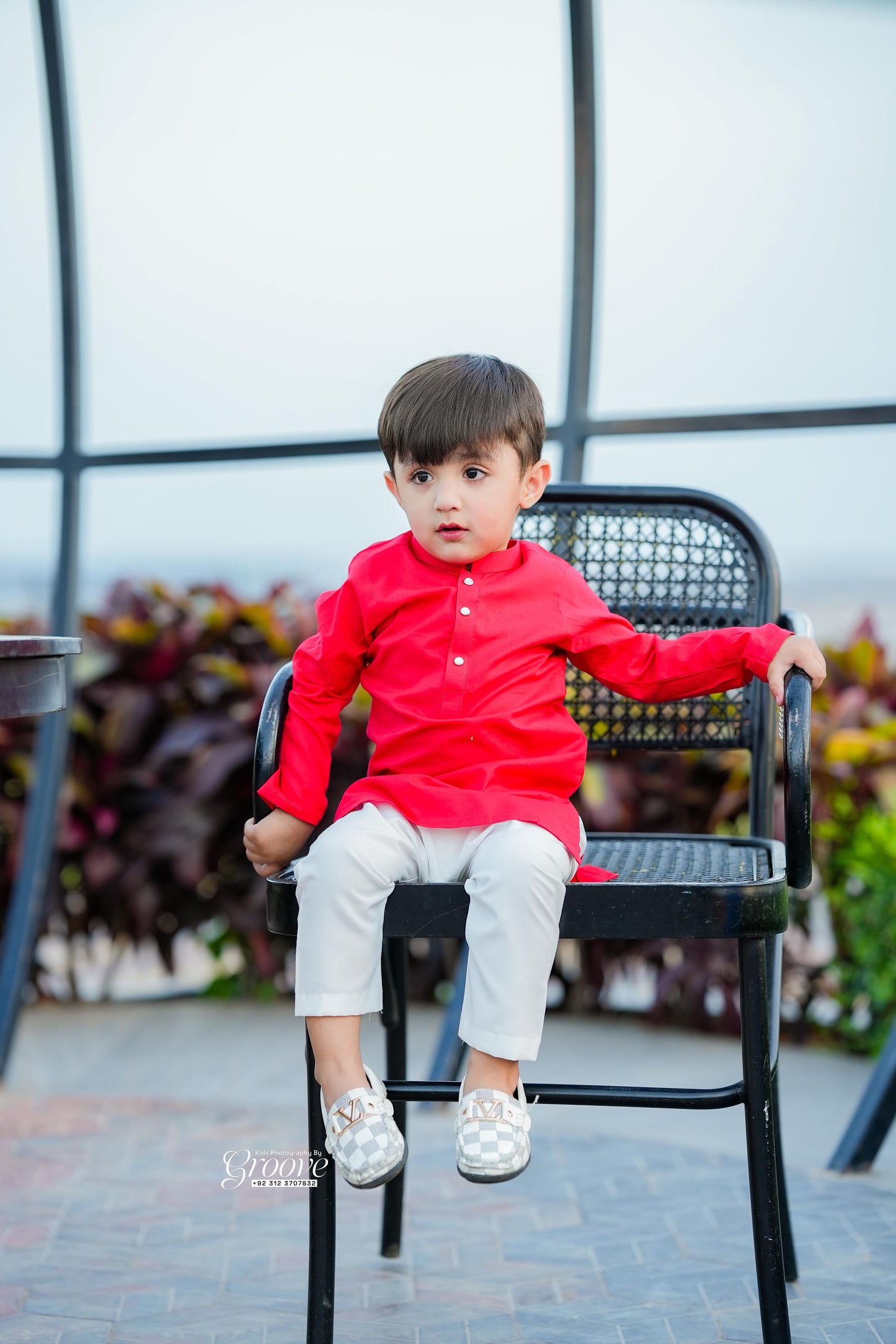 Red kurta with white pajama