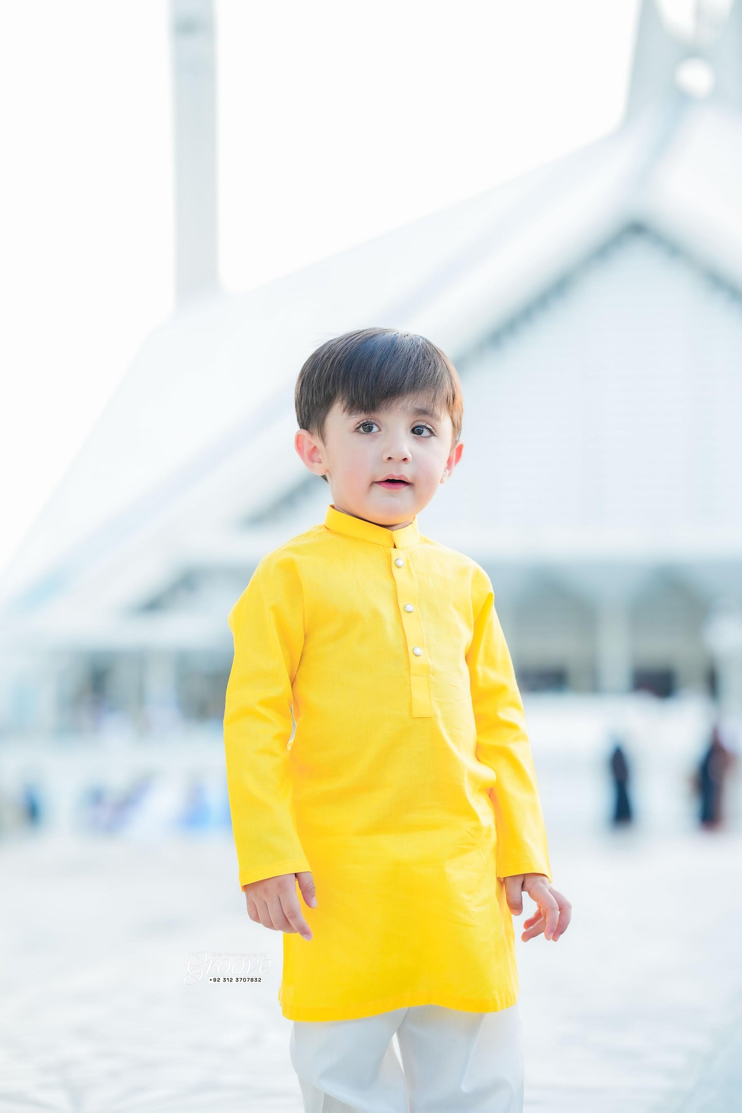 Yellow kurta with white pajama