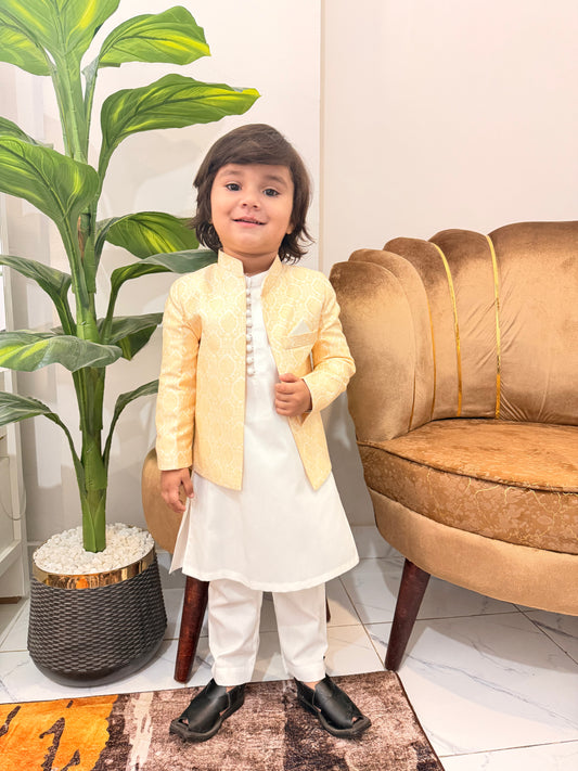 Golden Prince Coat with off-white suit