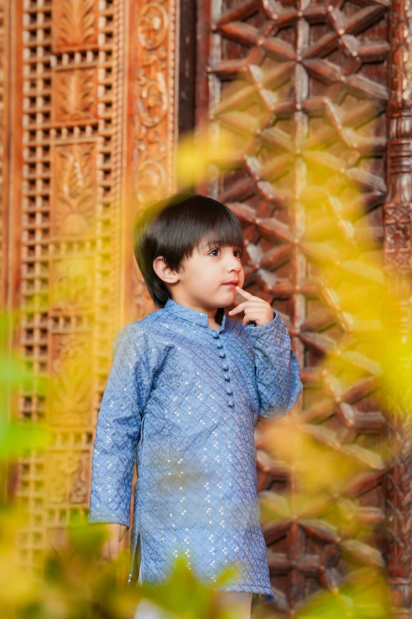 Kids Sky Blue Designer Kurta Pajama