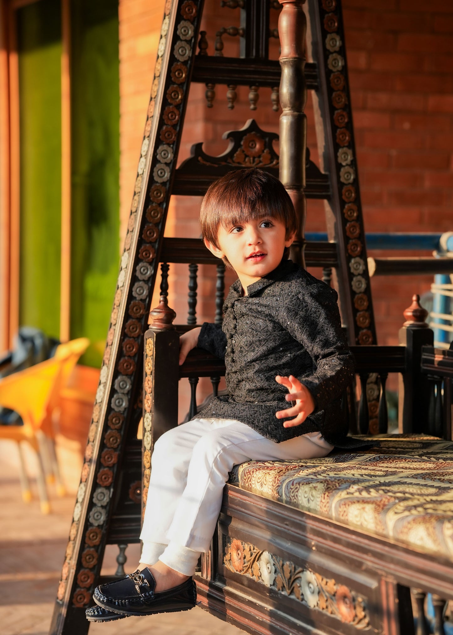 Kids Black Designer Kurta Pajama