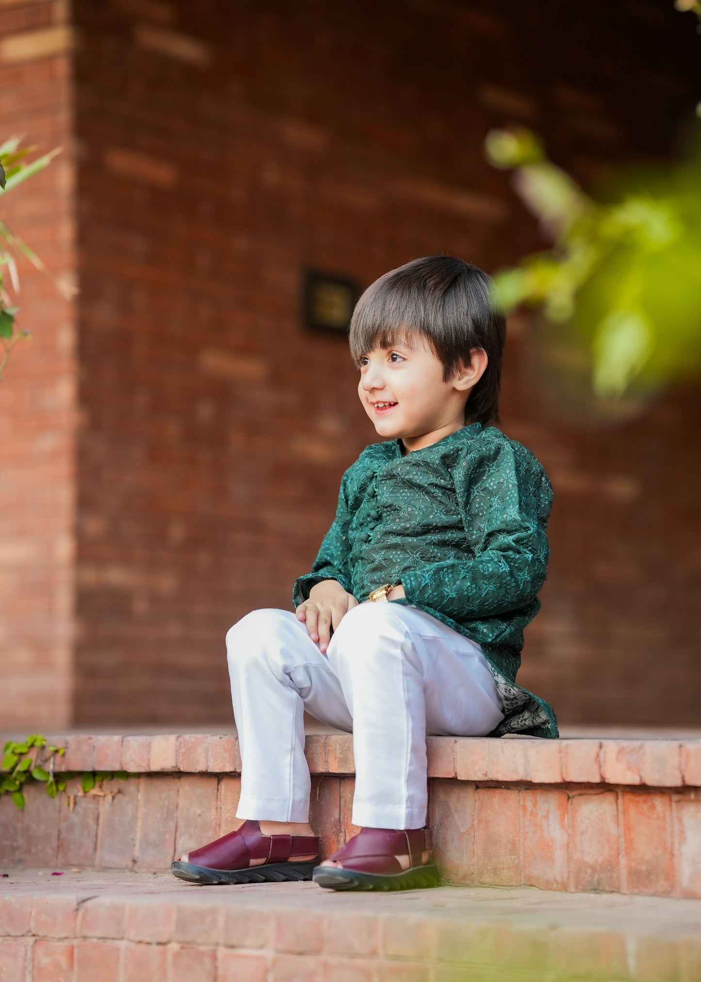 Kids Green Designer Kurta Pajama