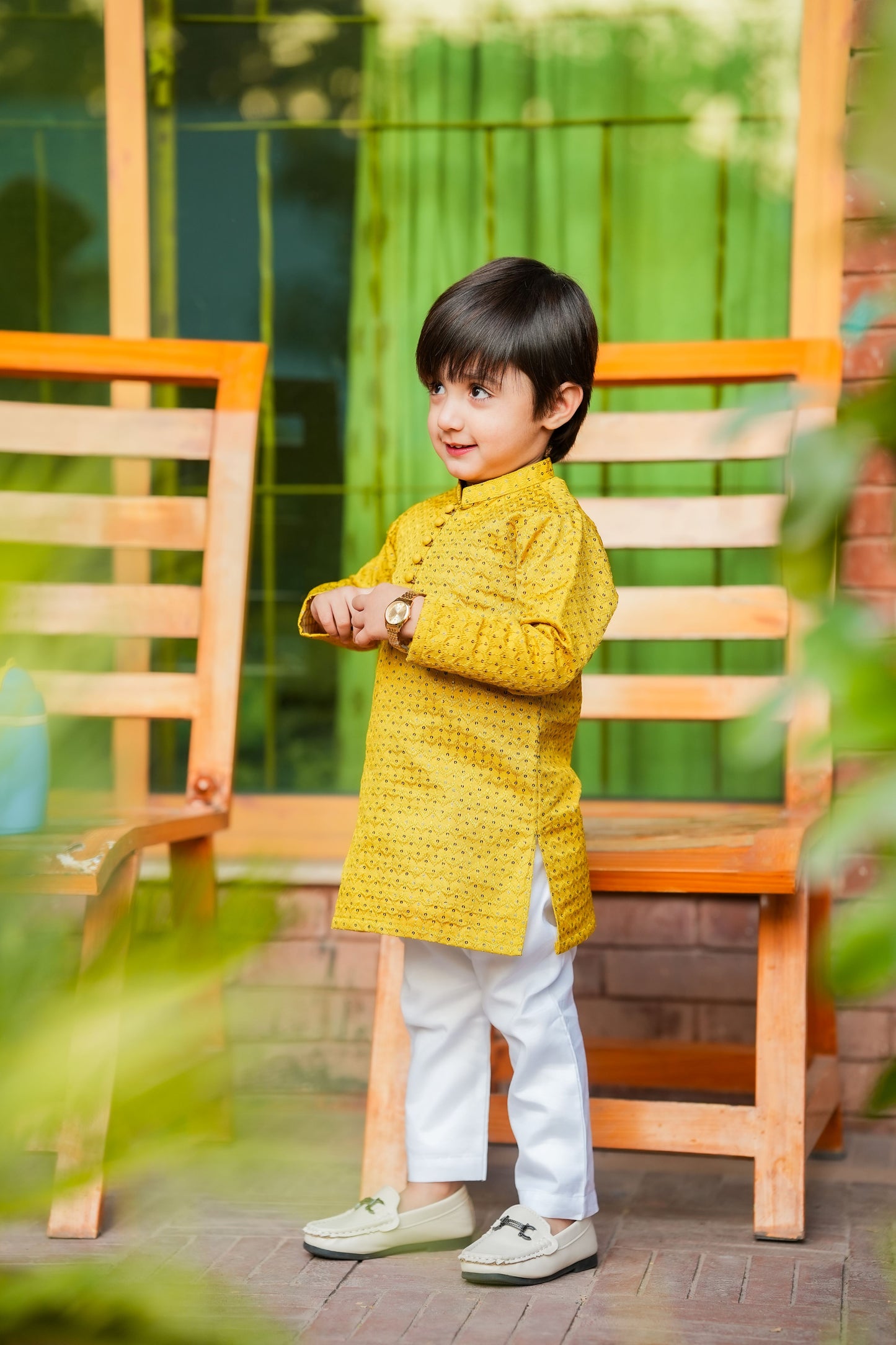 Kids Yellow Designer Kurta Pajama