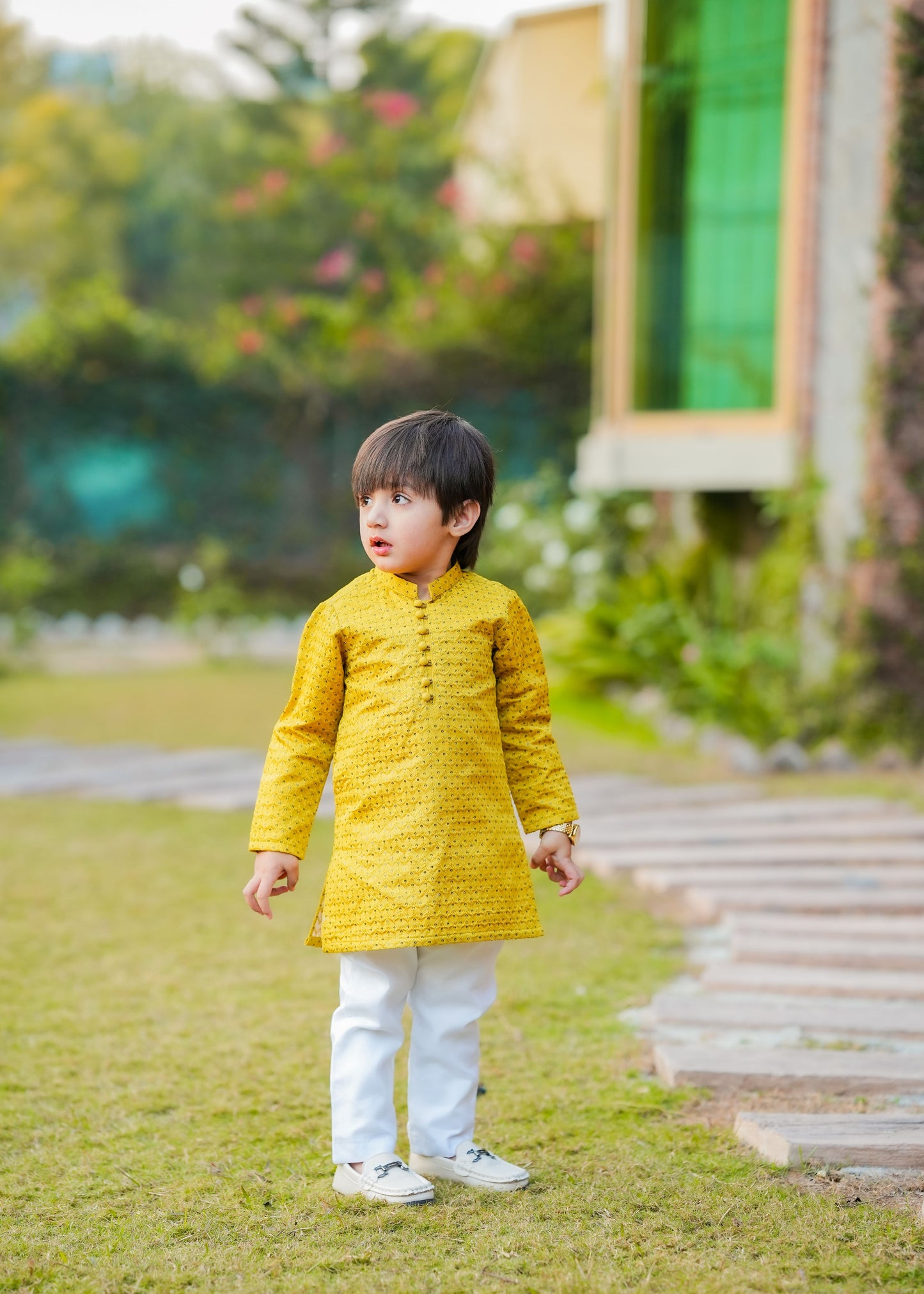 Kids Yellow Designer Kurta Pajama