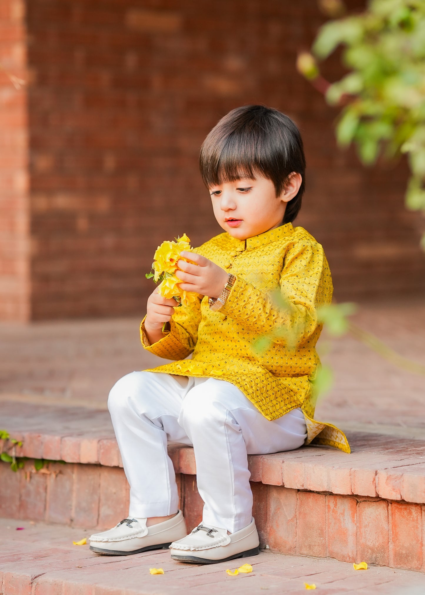 Kids Yellow Designer Kurta Pajama