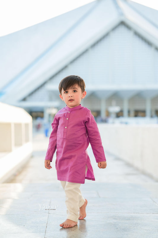 Orchid purple kurta with white pajama