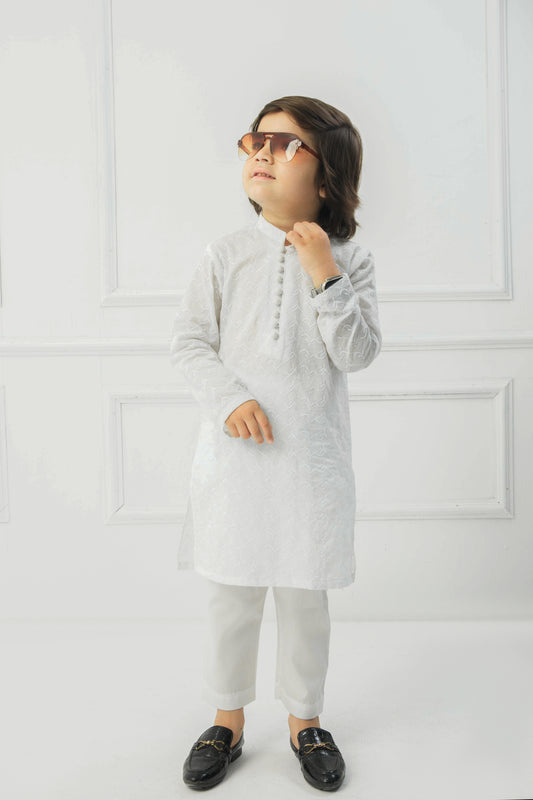 White kurta with white pajama