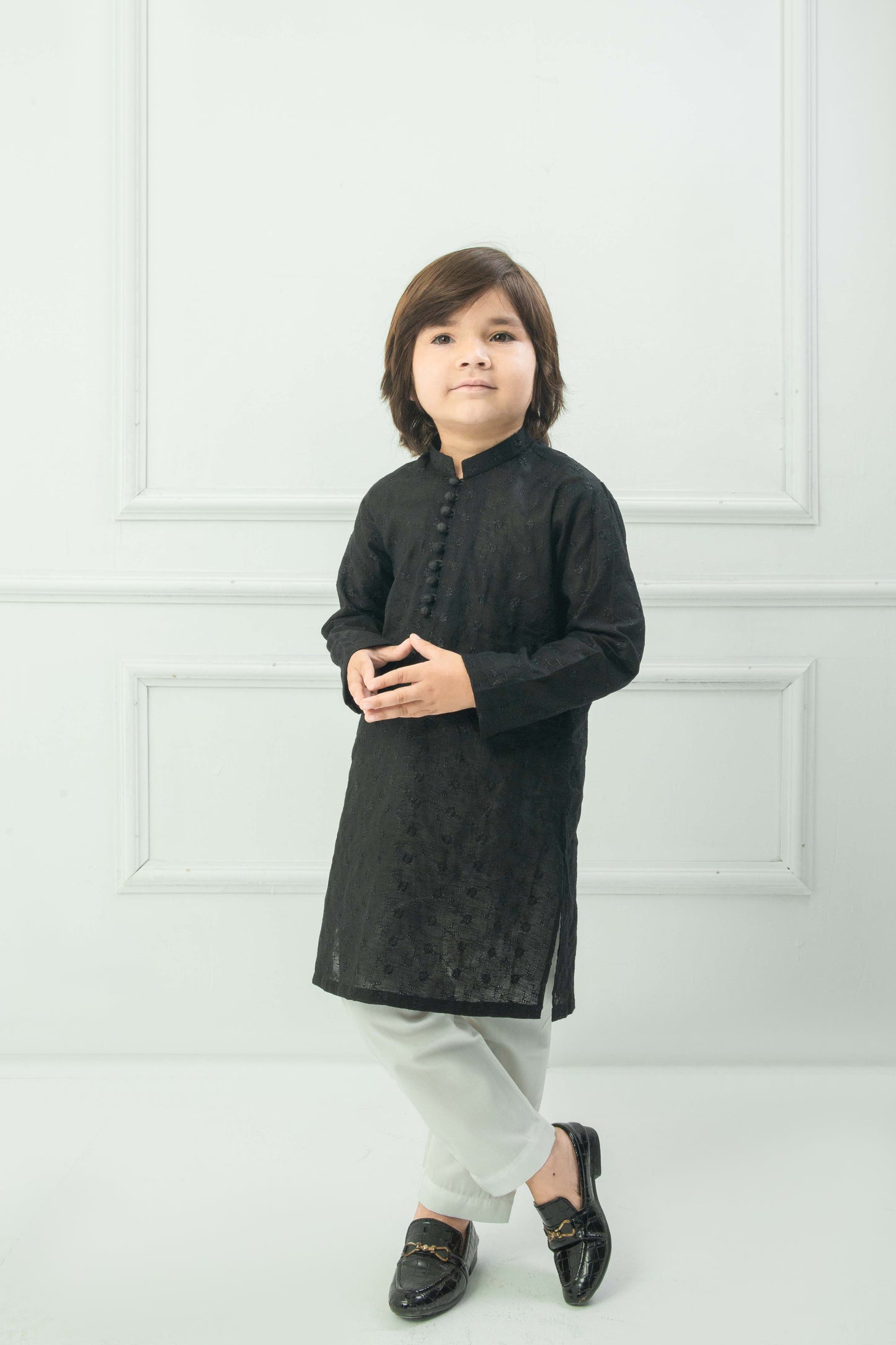 Black Kurta with white pajama