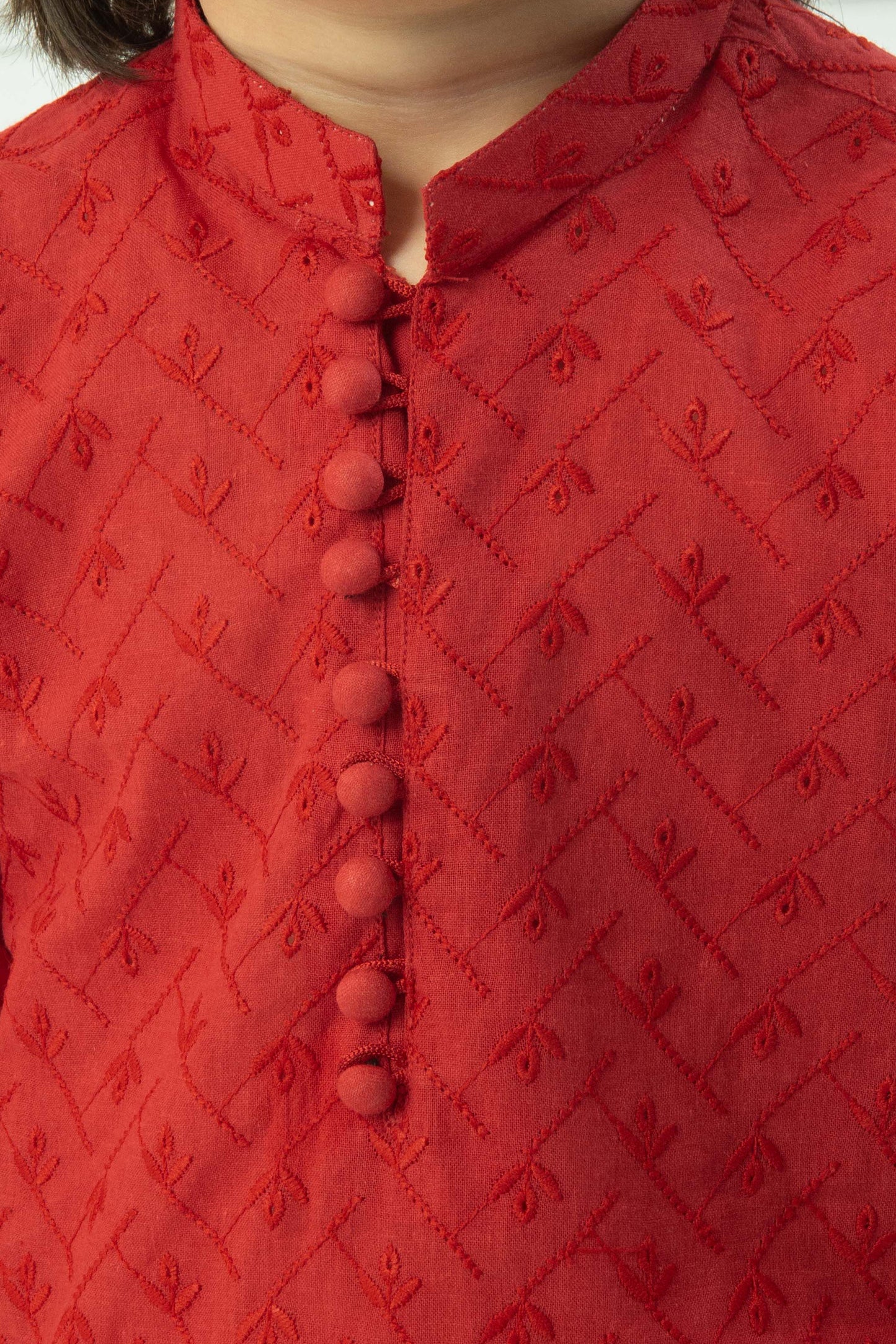 Red kurta with white pajama