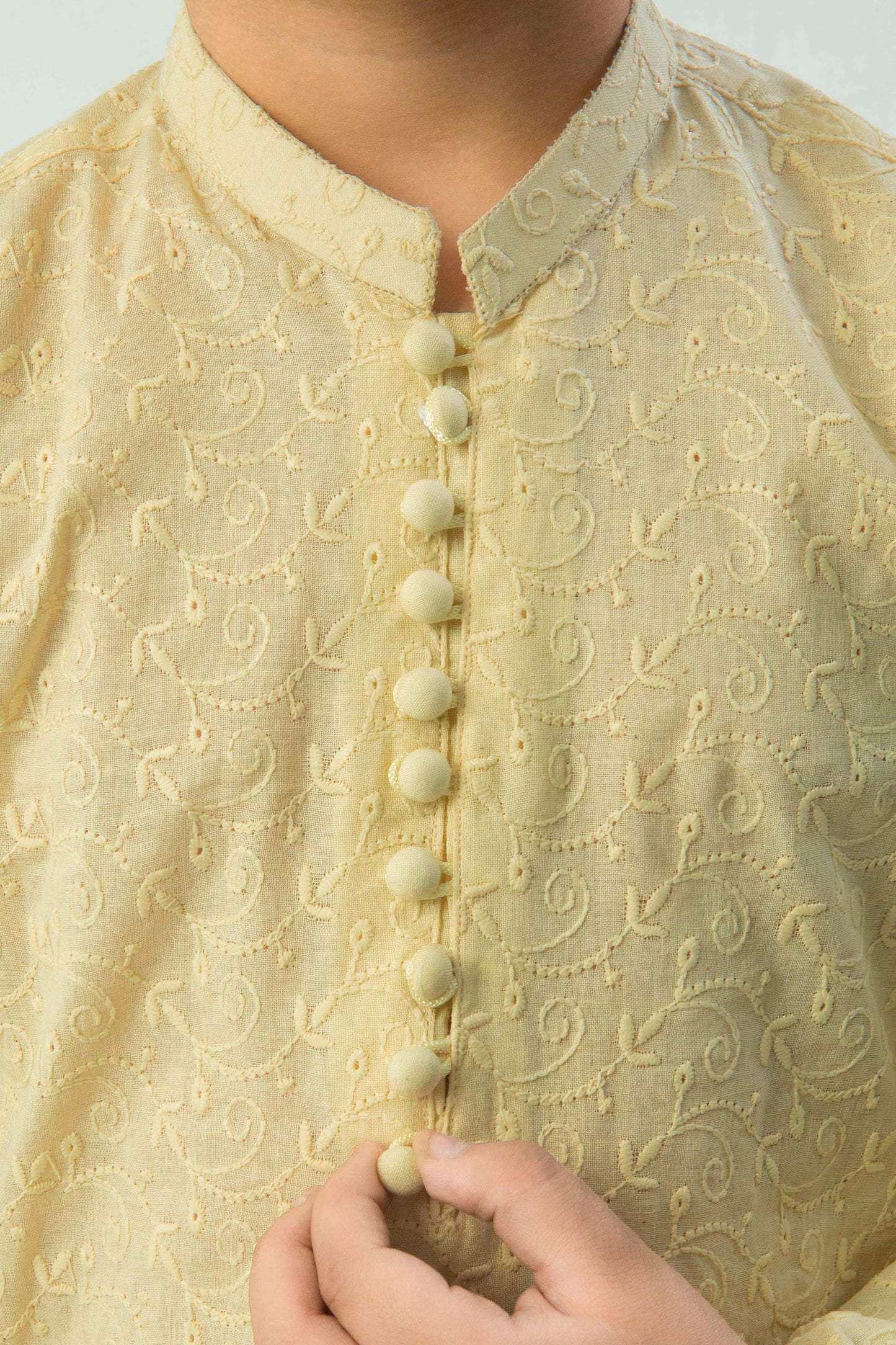 Cream kurta with white pajama